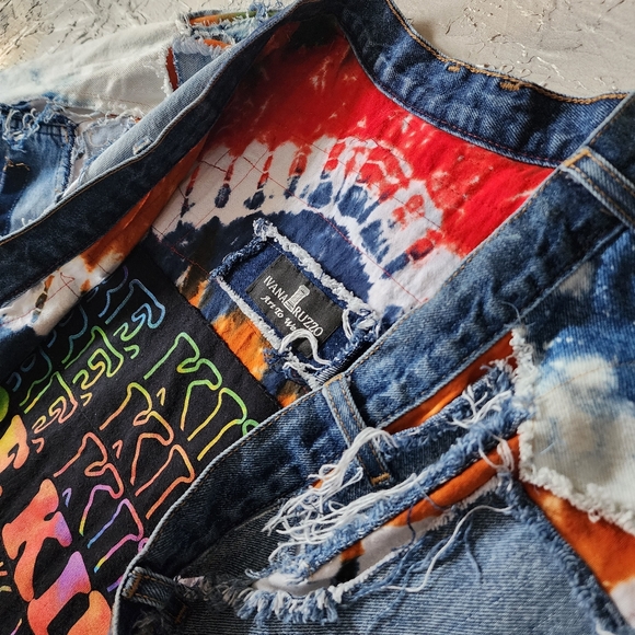 Bohemian Kimono Upcycled Vintage Denim Concept Tattoo Marilyn Monroe Patchwork - Picture 6 of 16